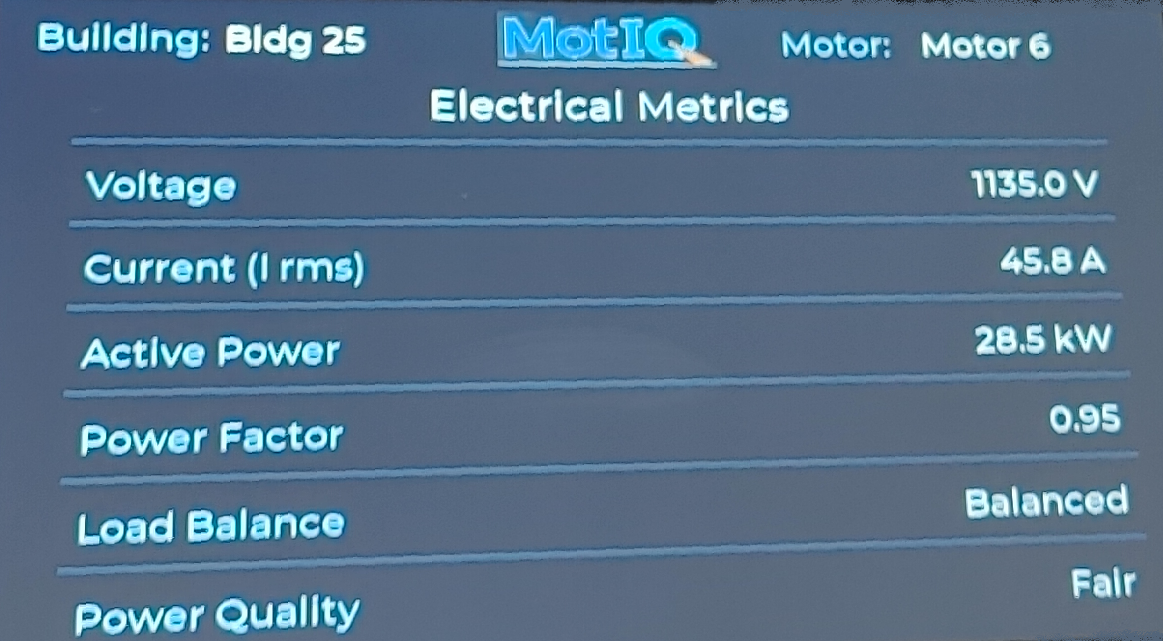 MotIQ LCD: Electrical Metrics